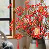Flor de simulación de fruta de otoño baya roja estilo chino nuevo sala de estar mesa de comedor planta Gaulteria fruta de la fortuna arreglo de flores secas decoración de ramo