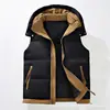 Colete de Algodão Transfronteiriço com Capuz e Gola Removíveis, Jaqueta Colete de Marca Tendência de Caimento Solto para Outono e Inverno, Roupa Exterior Casual, Estoque Disponível