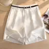Shorts Laranja de Linho Retrô Francês Personalizado Feminino 2026 Novidades de Verão Petite Versátil Emagrecedor Casual