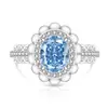 Anel de Flor de Gelo Colorido com Pedras Preciosas, Formato de Broto de Ovo de Pombo, Anel de Diamante de Alto Carbono Super Brilhante, Joias, Dropshipping para Transmissão ao Vivo