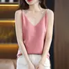 Camisola de punto transfronteriza para mujer 2025 Primavera y Otoño Nueva prenda interior sexy holgada Top de cuello en V sin mangas Capa base