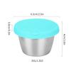 Plato pequeño de acero inoxidable 304 con tapa de silicona sellada para mantener la frescura, recipiente para salsa de 70 ml, taza para condimentos y ketchup.