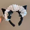 Faixa de Cabelo de Pelúcia com Rosto de Coelho Desenho Animado Acessórios de Cabelo Outono e Inverno Versátil Antiderrapante Touca Super Fofa Novo Laço