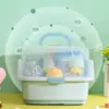 Caja de Almacenamiento para Biberones con Drenaje y Tapa Productos para Bebés Vajilla Caja para Comida Complementaria a Prueba de Polvo Estante de Almacenamiento para Secado al Aire Tamaño Grande