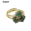 WT-R484 diseño único de flor incrustado tres piedras preciosas doble capa 18K multicolor opcional anillo de joyería de piedras preciosas