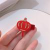 Estilo chinês Ano Novo bordado vermelho hairpin bonito menina lado quebrado cabelo franja clip Ano Novo festivo hairpin cocar