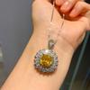 Joyería Zhuang Shengsheng, estilo europeo y americano, imitación vintage de diamante amarillo, cuadrado, incrustaciones de lujo, colgante, pendientes, anillo, conjunto de joyería