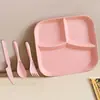 Prato de Jantar com Três Compartimentos, Prato Quadrado Redutor de Gordura, Prato Dividido Criativo Estilo Japonês, Prato Plástico Quantitativo Criativo Resistente a Quedas Doméstico