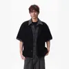 Camisa a Cuadros Estilo Old Money Falsa de Dos Piezas Camiseta de Manga Corta Unisex Verano Nueva Versátil Chaqueta Casual Camisa Holgada