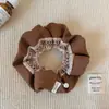 Scrunchie de Malha de Linho Vazado Estilo Boho Laço de Cabelo Versátil Elástico Corda de Cabelo Outono e Inverno para Mulheres