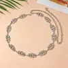 Estilo de vacaciones de verano transfronterizo cadena de cintura con hebilla de doble anillo dorado cadena para el ombligo cinturón de metal geométrico vintage para mujer