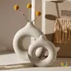 Vaso de Cerâmica Circular Irregular Estilo Wabi-Sabi Beihanmei Ornamento para Sala de Estar Decoração de Casa Artesanato Criativo