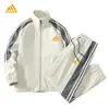 Versão Correta Primavera Outono Estilo Casal Estilo Coreano Tendência Casual Confortável Simples Solto Gola Alta Jaqueta Conjunto de Roupa Esportiva