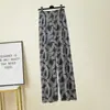 Calça Casual Feminina de Verão Tamanho Grande em Seda Sintética de Algodão Comprimento no Tornozelo Perna Larga Solta para Uso Externo e em Casa para Mãe