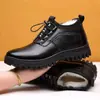 Zapatos de Algodón para Hombre de Invierno con Forro Grueso de Terciopelo, Suelas Gruesas, Cálidos y Cómodos, Adecuados para Hombres de Mediana Edad y Mayores, Zapatos de Papá, Zapatos Casuales de Algodón y Cuero para Hombre al por Mayor