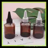 Botella marrón de tapa puntiaguda 50ml, botella de hombro inclinado con boquilla puntiaguda, botella exprimible, botella dispensadora de loción 50ml, botella PET con tapa puntiaguda