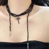 Collar con colgante de cruz de cristal apilado multicapa Diablo para mujer, dulce, moderno, estilo europeo y americano, moda, cadena para clavícula que combina con todo