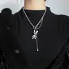 Gafas mecánicas móviles borla de conejo collar diseño de industria pesada incrustaciones de diamante hip hop punk estilo neutro cadena para suéter versátil