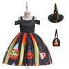 Vestido de Halloween para niñas, vestido de cosplay con estampado de bruja, calabaza, fiesta, espectáculo festivo