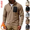 Moletom com zíper de gola alta, masculino, europeu e americano, para outono/inverno, peso pesado, forrado com fleece, quente, casual, tático, funcional, com zíper catiônico