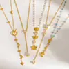 Muestras Personalizadas Transfronterizas Collares Multielemento de Acero Inoxidable Chapado en Oro de 18 Quilates Soporte para Procesamiento de Muestras Basado en Imágenes Proporcionadas, Joyería Impermeable