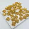 Chapado en Oro de 14K Colorido Duradero Trébol de Cuatro Hojas Corazón Incrustado Flor de Pedrería Base para Pulsera DIY Cuentas Espaciadoras Soporte de Cuentas para Pulsera Pieza Espaciadora Material de Accesorio