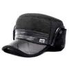 Sombrero de Algodón con Protección para las Orejas para Hombres de Mediana Edad y Mayores, Otoño e Invierno, Forro Polar, Engrosado, Cálido, Cortavientos, Resistente al Frío, Gorra de Pico de Pato, Sombrero del Noreste