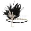 Tiara vintage anos 1920 faixa de cabelo de penas Dia de Halloween banquete acessórios de baile exagerados casamento cocar Gatsby