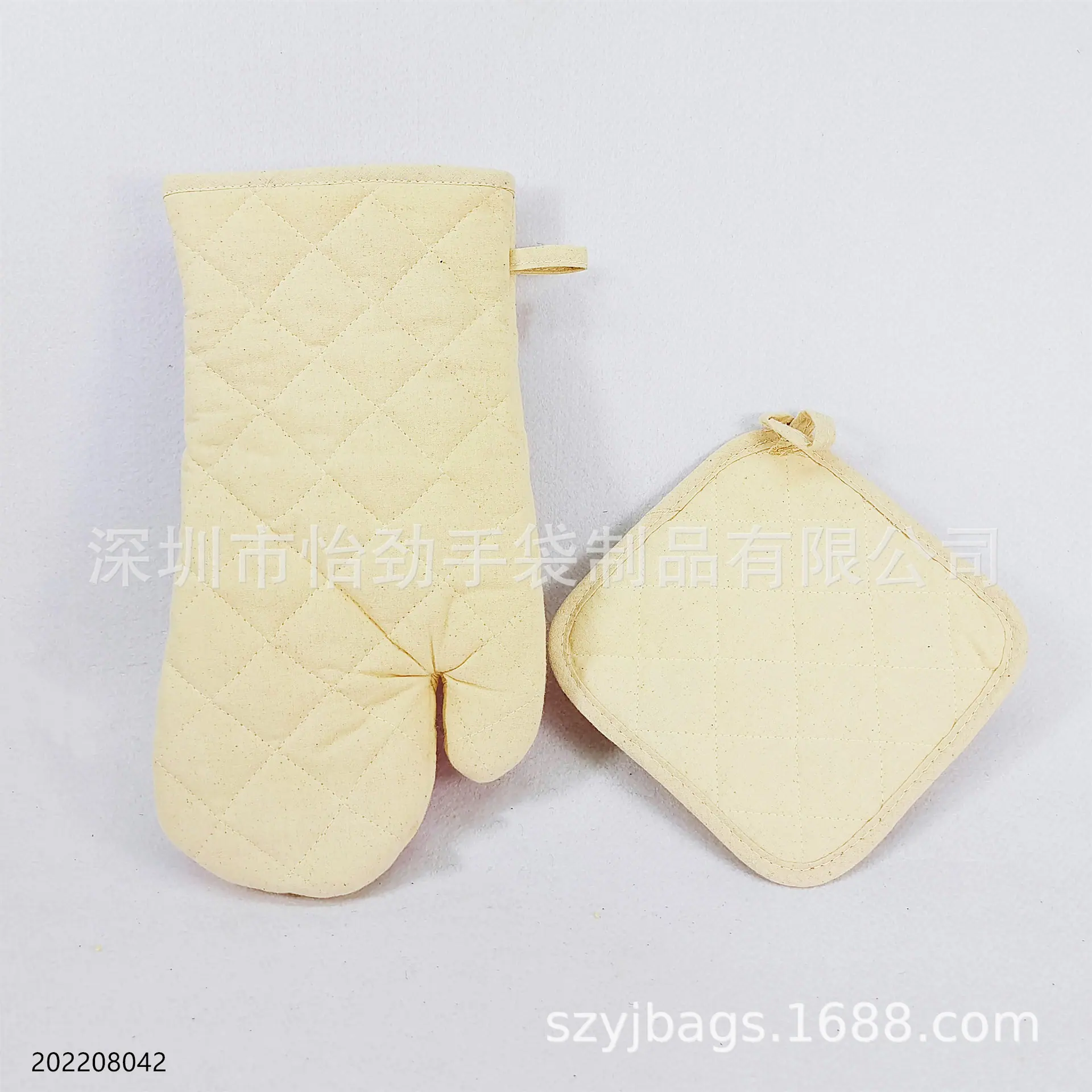 棉布厨房隔热2件套格热手套锅垫组合