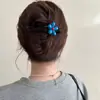 Pinza Azul con Flores Estilo Coreano para Mujer 2025 Nuevo Estilo Pinza para el Cabello en la Parte Trasera de la Cabeza Dulce Pinza de Tiburón Pinza Retorcida Accesorios para el Cabello