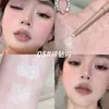 FAICCIA Pluma de Gusano de Seda Perlado para Mujer Iluminador Natural Sentido de Madre Rosa Cristalino Brillante Cristalino Pluma Pegamento para Delineador