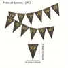 Vendas Diretas de Fábrica Transfronteiriças Popular Preto e Dourado Banners de Aniversário Decoração de Festa Montagem de Ambiente Banner Bunting