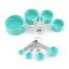 Colher de medida para assar, colher de medida de cozinha, colher de medida para leite em pó com cabo de aço inoxidável, conjunto de 8 peças de xícaras e colheres medidoras, conjunto de colheres medidoras de cozinha