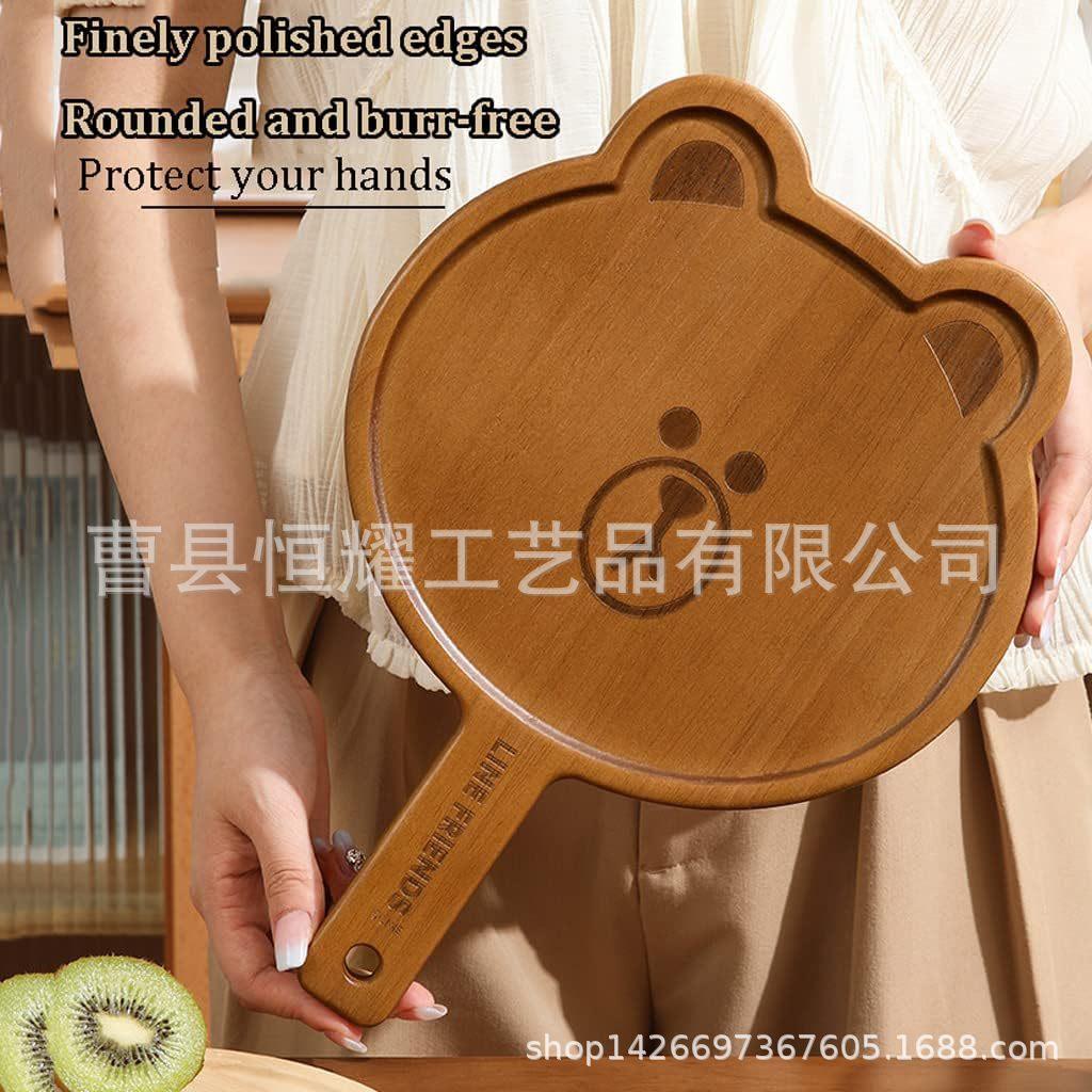 木质披萨盘 卡通可爱牛排板实木儿童辅食早餐托 简约下午茶水果