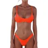 Amazon Comercio Exterior Ropa de Baño Bikini 2024 Nuevo Europeo y Americano Sexy Básico Color Sólido Top de Tubo Bikini de Pierna Dividida para Mujer