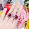 Gloss Simulação Pigeon Hemoglobin Set Pigeon Egg Red Corindo Pingente Cor Tesouro Brincos Atmosférico Anel de Abertura para Mulheres