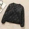 Colete casual branco leve de plumas de pato com padrão de losangos para mulheres, gola redonda, camada interna justa, colete quente, jaqueta estilo vintage, moderno