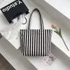Bolsa de mano de lona a rayas de gran capacidad, bolso de hombro, bolsa para el trabajo, transfronteriza