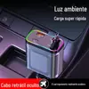 Carregador de Carro de Teto Céu Estrelado 120W Carregamento Super Rápido de Celular Cabo Retrátil Um para Quatro Portas USB Acendedor de Cigarro de Carro