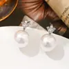 Brincos de Pérola Coroa Luxo Leve Prata Esterlina 925 Haste Brincos de Nicho de Luxo Brincos Únicos Elegantes
