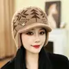 Chapéu de Inverno para Mãe, Mulheres de Meia-Idade e Idosas, Proteção Contra Frio, Chapéu Quente com Proteção para Orelhas, Chapéu de Lã Tricotado com Pelúcia para Avó e Senhora Idosa