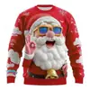 2025 Estampa de Logo Estilo Europeu e Americano Outono e Inverno Pulôver com Estampa 3D Moletom Engraçado do Papai Noel Gola Redonda