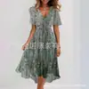 2026 Novo E-commerce Transfronteiriço Amazon Solto Casual Elegante Gola V Floral Novo Vestido Estampado Mais Vendido
