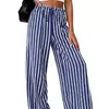 Pantalones de Rayas Anchos con Cintura Elástica, Estilo Europeo y Americano, Nuevos 2026, Corte Holgado, Versátiles para el Trabajo y el Uso Casual