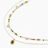 Collar de Piedra Ojo de Tigre Estilo Maillard para Mujer Lujo Accesible Diseño de Alta Gama Moda Retro Cadena Doble para Clavícula Apilada