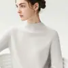 Suéter de Cachemira de Cuello Medio para Mujer Otoño/Invierno 2026, Manga Raglán, Sencillo y Ajustado, Capa Base de Punto para el Trabajo