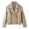 ZA AliExpress Mais Vendido Moda Transfronteiriça Jaqueta Bomber com Aparência de Couro para Mulheres em Estilo Europeu e Americano