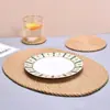Alfombrilla Aislante de Lino Escandinavo, Posavasos, Salvamanteles, Esterilla Decorativa Antideslizante Tejida a Mano con Paja para Mesa de Comedor, Alfombrilla Aislante
