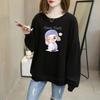Sudadera de Cuello Redondo para Mujer 2025 Nuevos Tops de Otoño e Invierno para Mujer Forrada de Polar y Engrosada Estilo Coreano Estampada Casual Holgada Talla Grande Chaqueta