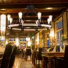 Lustre de madeira estilo americano para restaurante de arte, luminária redonda vintage toscana de madeira maciça para sala de estar, luminária de quarto e escritório de homestay de meados do século